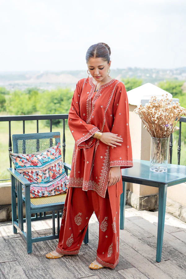 Mahnoor 2PC – Embroidered Cotton Suit with Farshi Shalwar