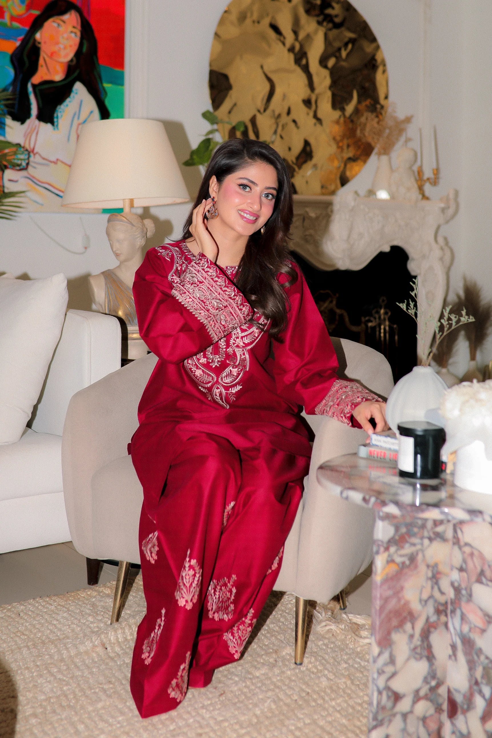 Gulnaar 2PC – Embroidered Lawn Cotton Suit with Farshi Shalwar