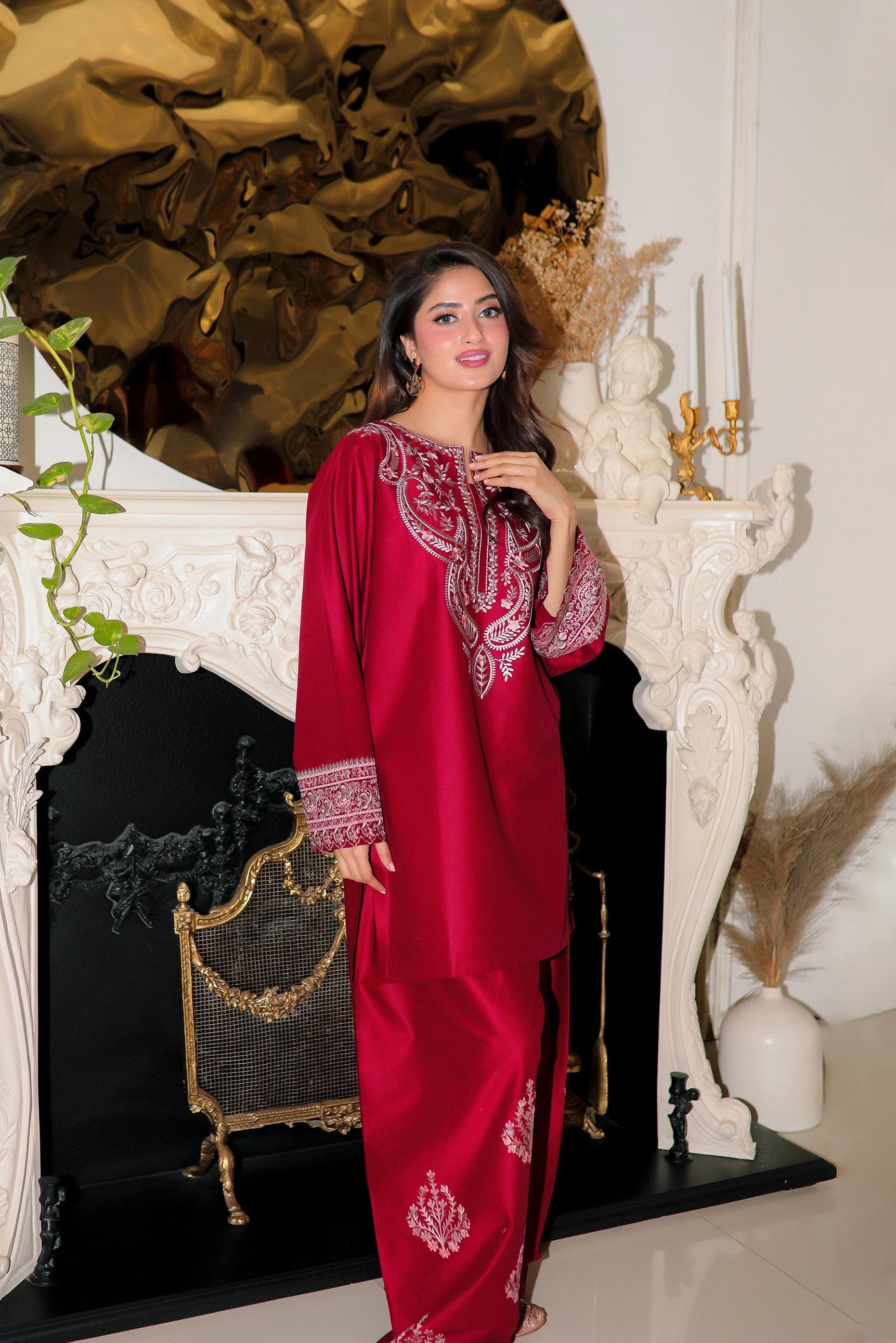 Gulnaar 2PC – Embroidered Lawn Cotton Suit with Farshi Shalwar