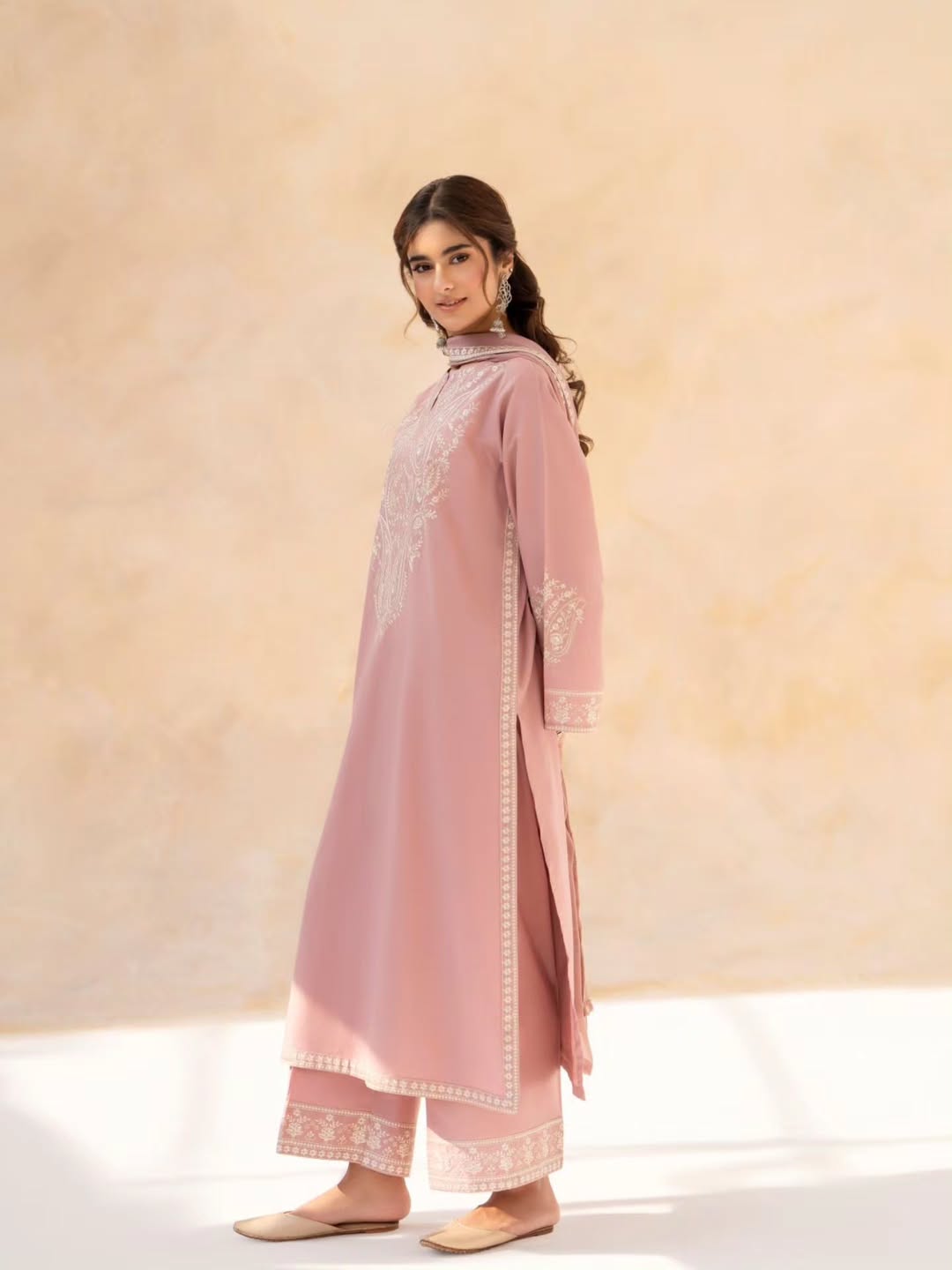 Noor Festive 3PC – Premium Stitched Embroidered Cotton Suit for Women