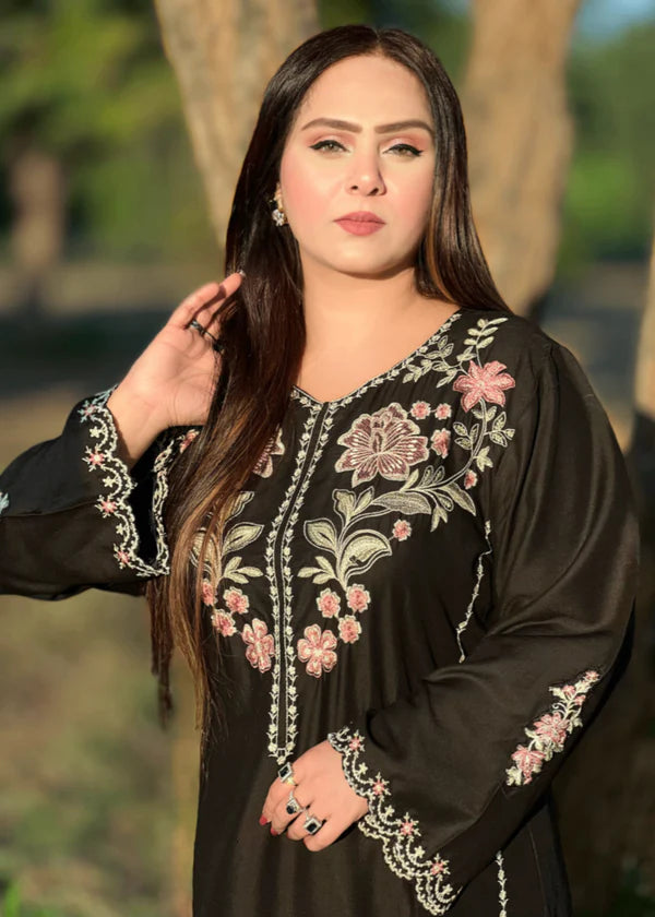 Noor Preet 2PC – Black Embroidered Stone Kurta Set with Palazzo for Women