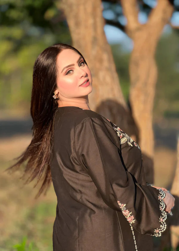 Noor Preet 2PC – Black Embroidered Stone Kurta Set with Palazzo for Women