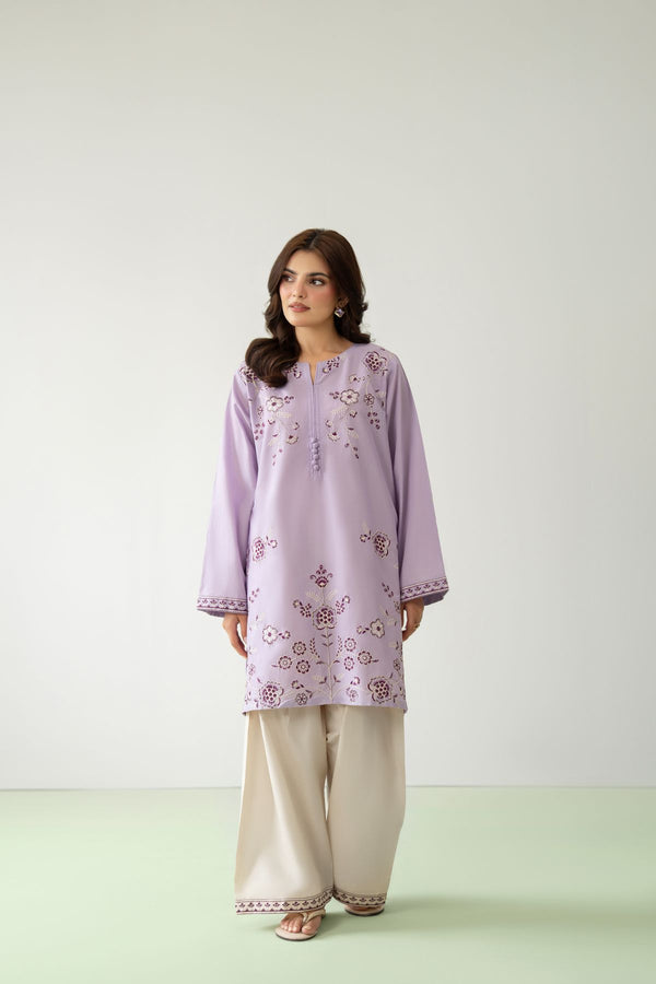 Samra 2PC – Lavender Embroidered Cotton Suit for Women