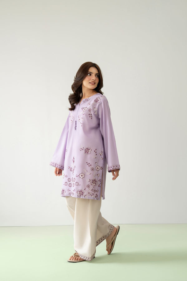Samra 2PC – Lavender Embroidered Cotton Suit for Women