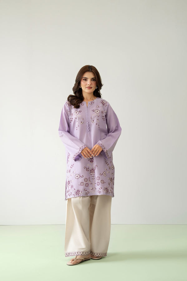 Samra 2PC – Lavender Embroidered Cotton Suit for Women