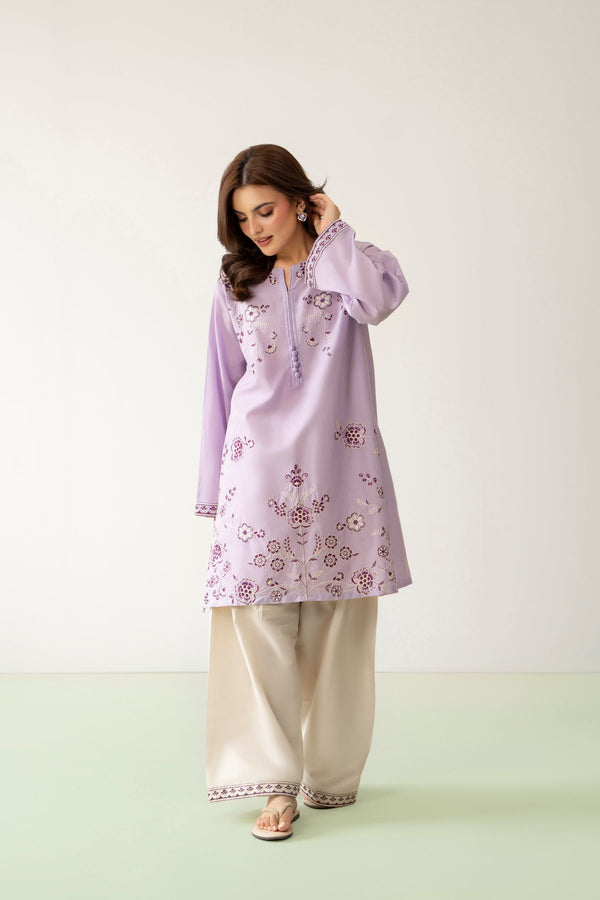 Samra 2PC – Lavender Embroidered Cotton Suit for Women