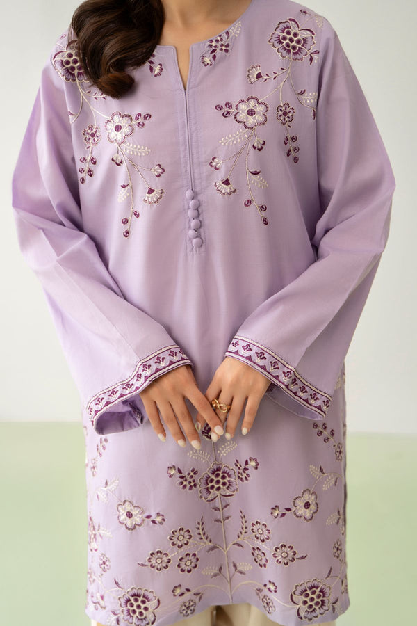 Samra 2PC – Lavender Embroidered Cotton Suit for Women